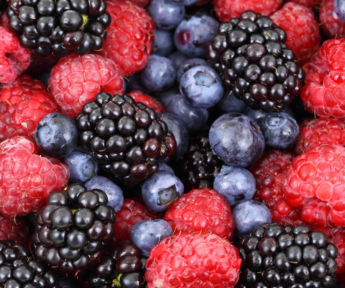 Fresh raspberries, blackberries and blueberries
