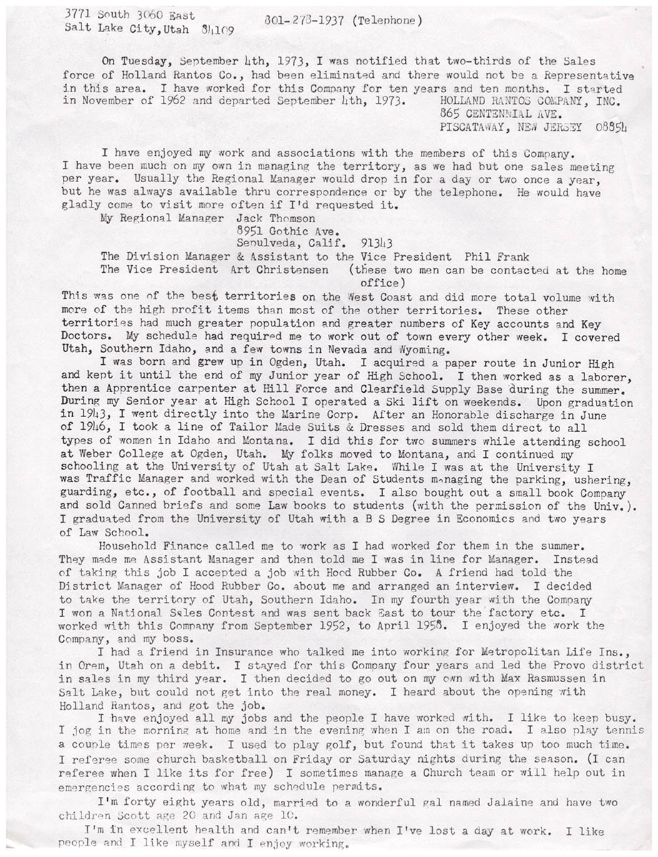 Personal History 1973