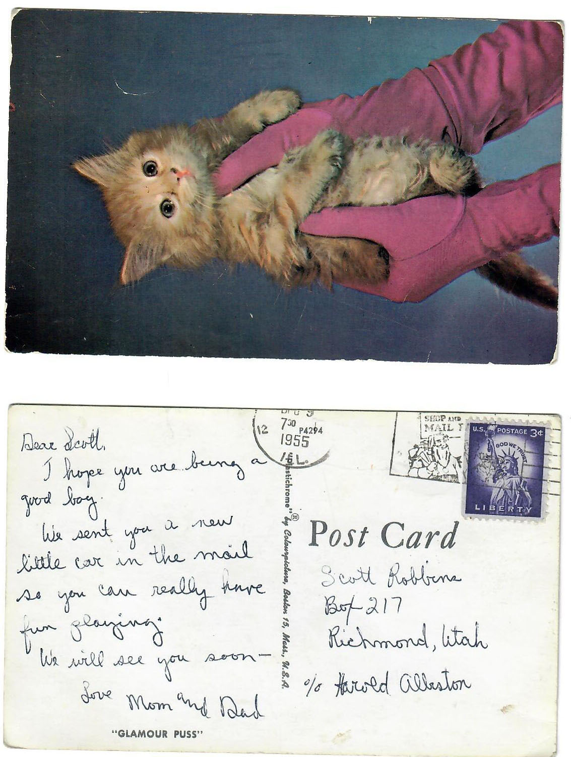 Postcard 12/9/1955