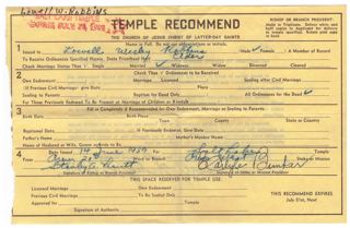 Temple Recommend