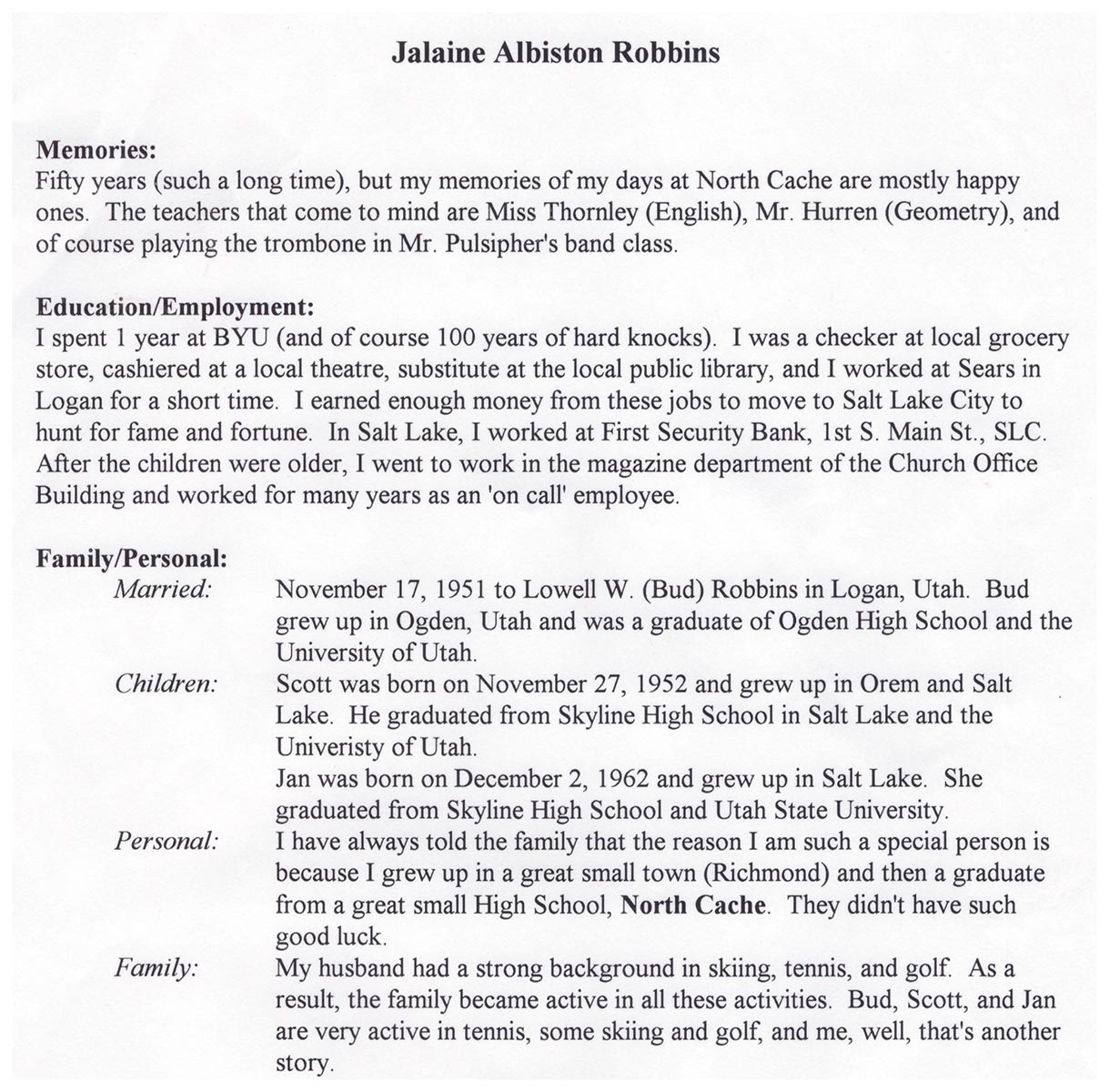 50 Year High School Reunion