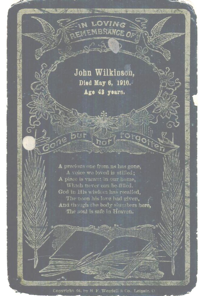 John Wilkinson memorial card