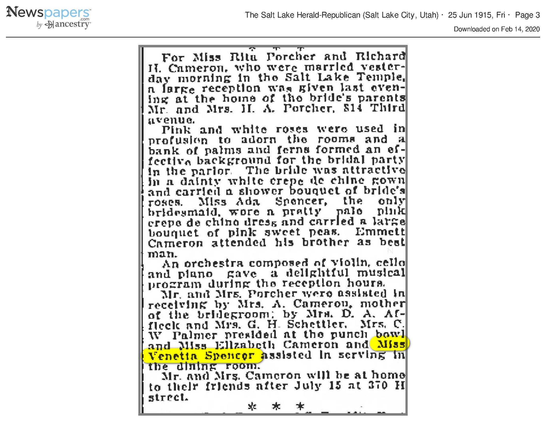 1915 Newspaper Clippings