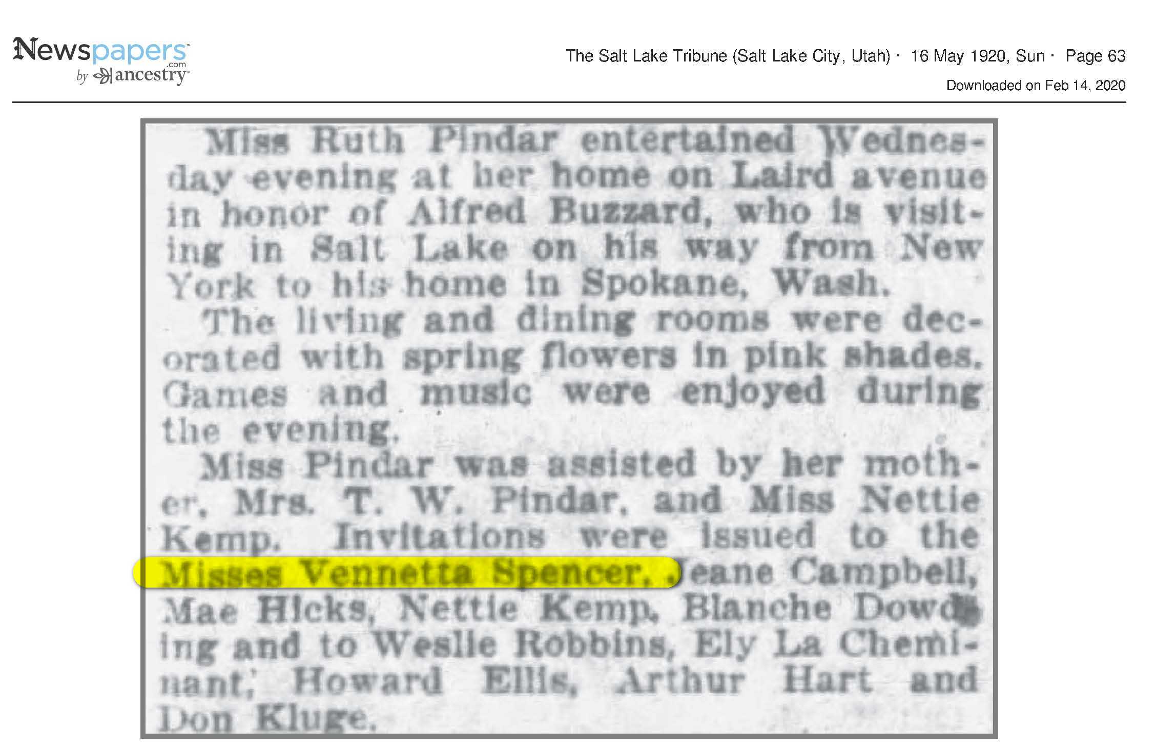 1920 Newspaper Clippings