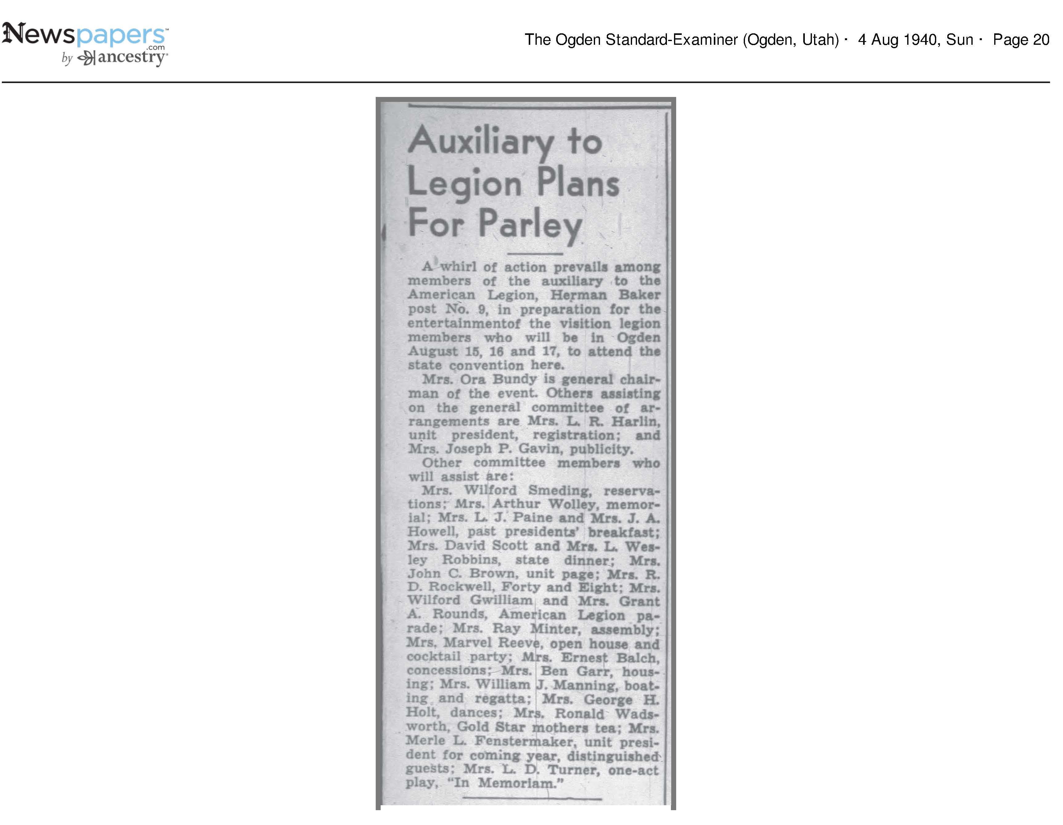 1940 Newspaper Clipping