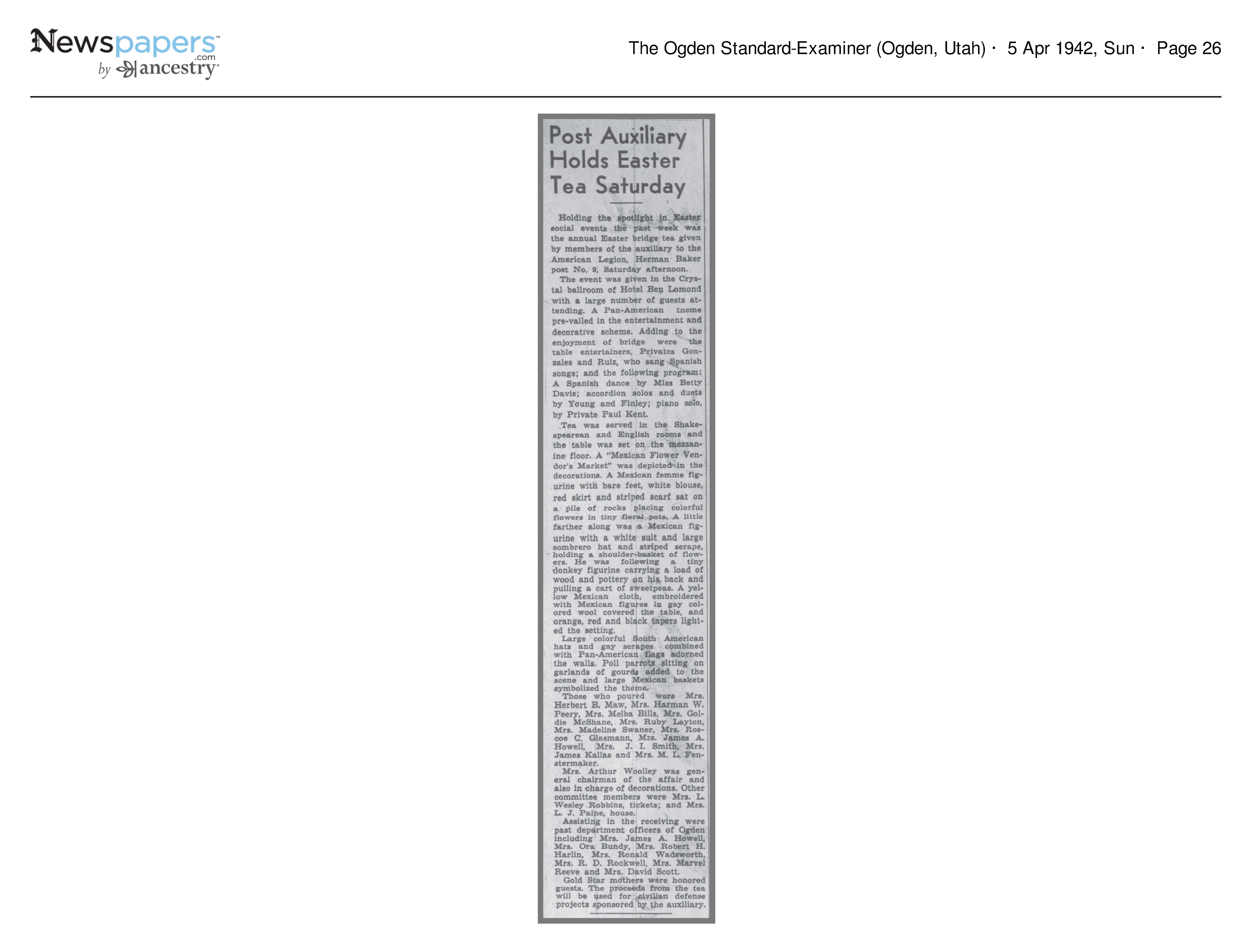 1942 Newspaper Clipping