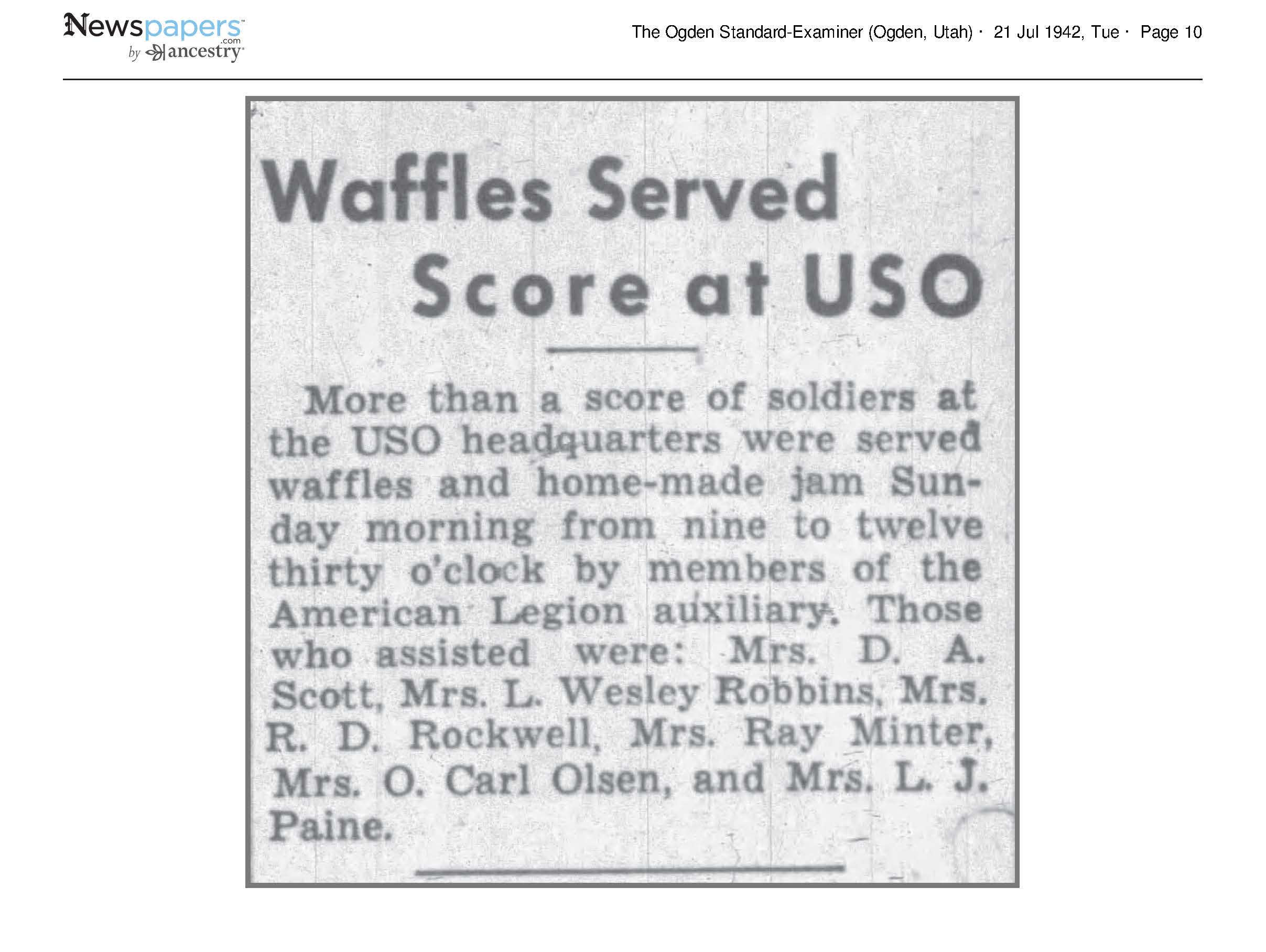 1942 Newspaper Clipping