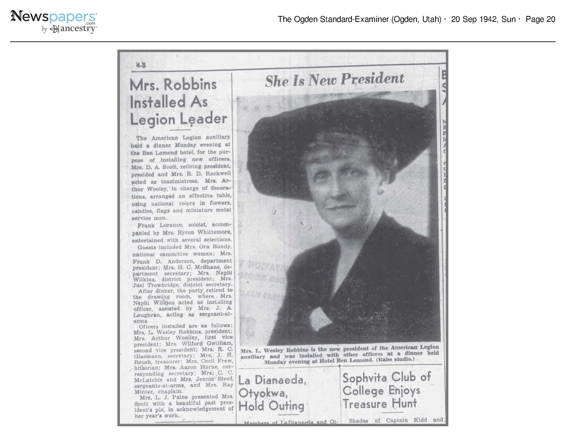 1942 Newspaper Clipping