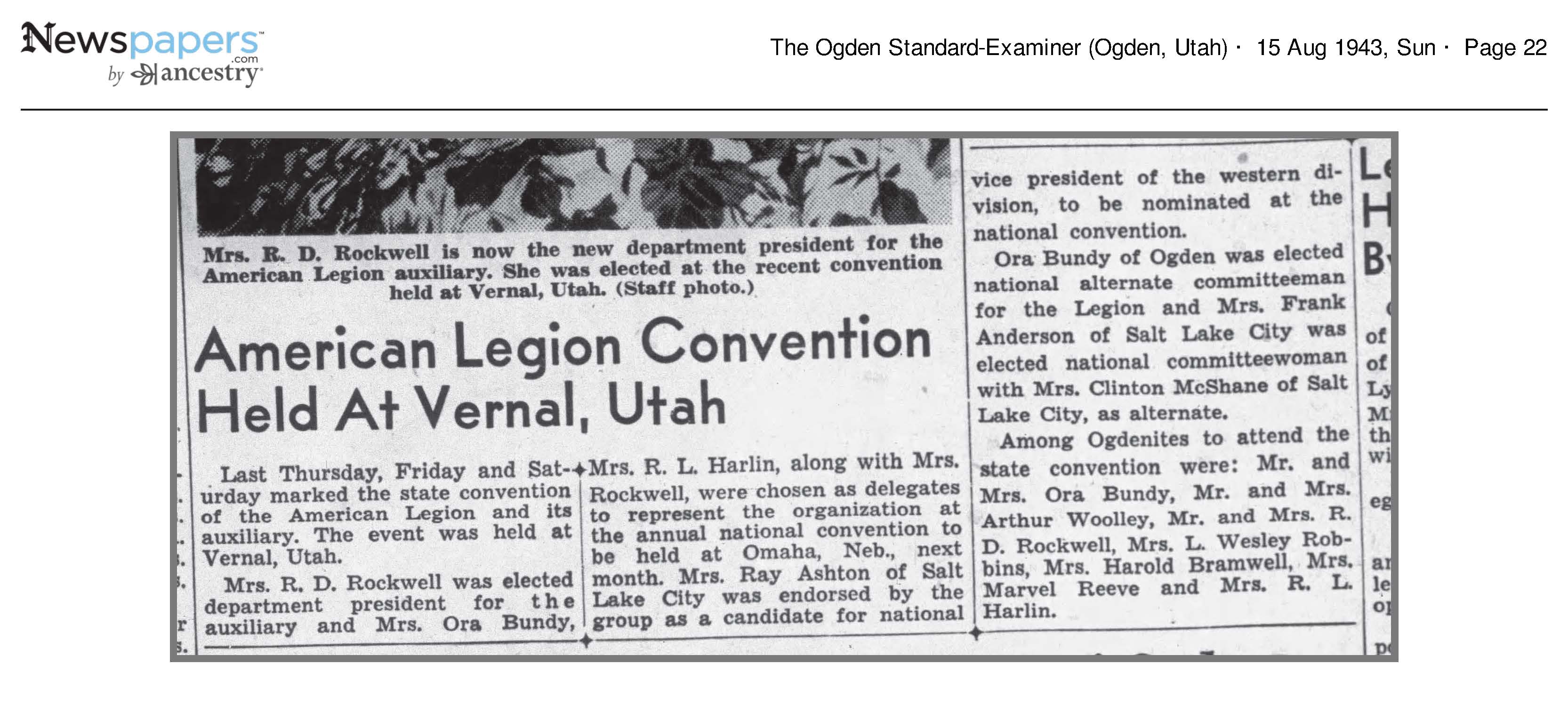 1943 Newspaper Clipping