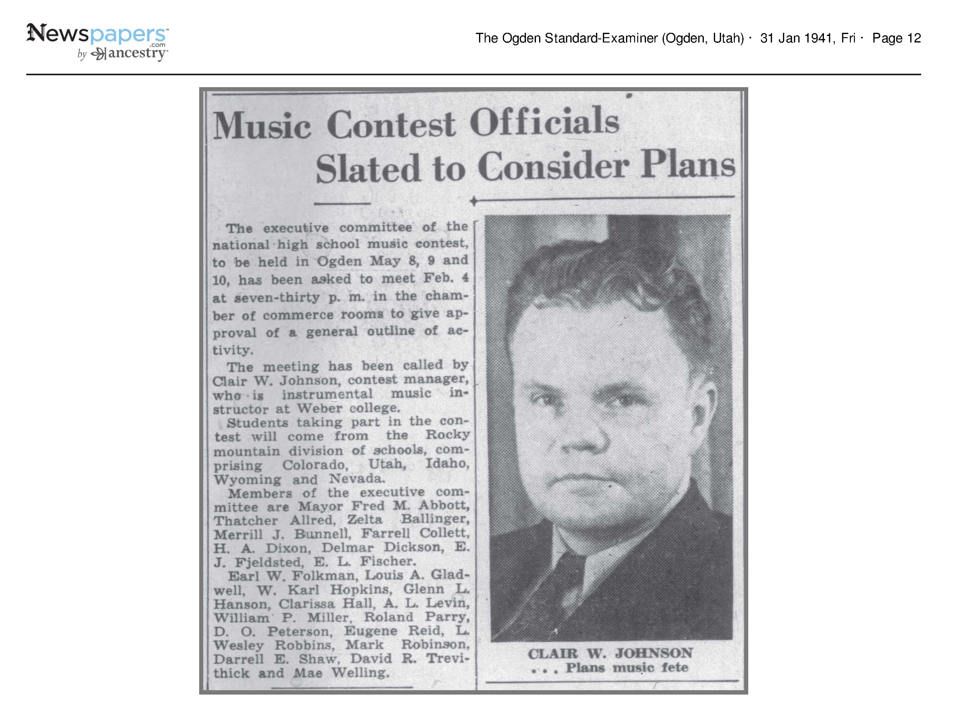1941 Newspaper Clipping