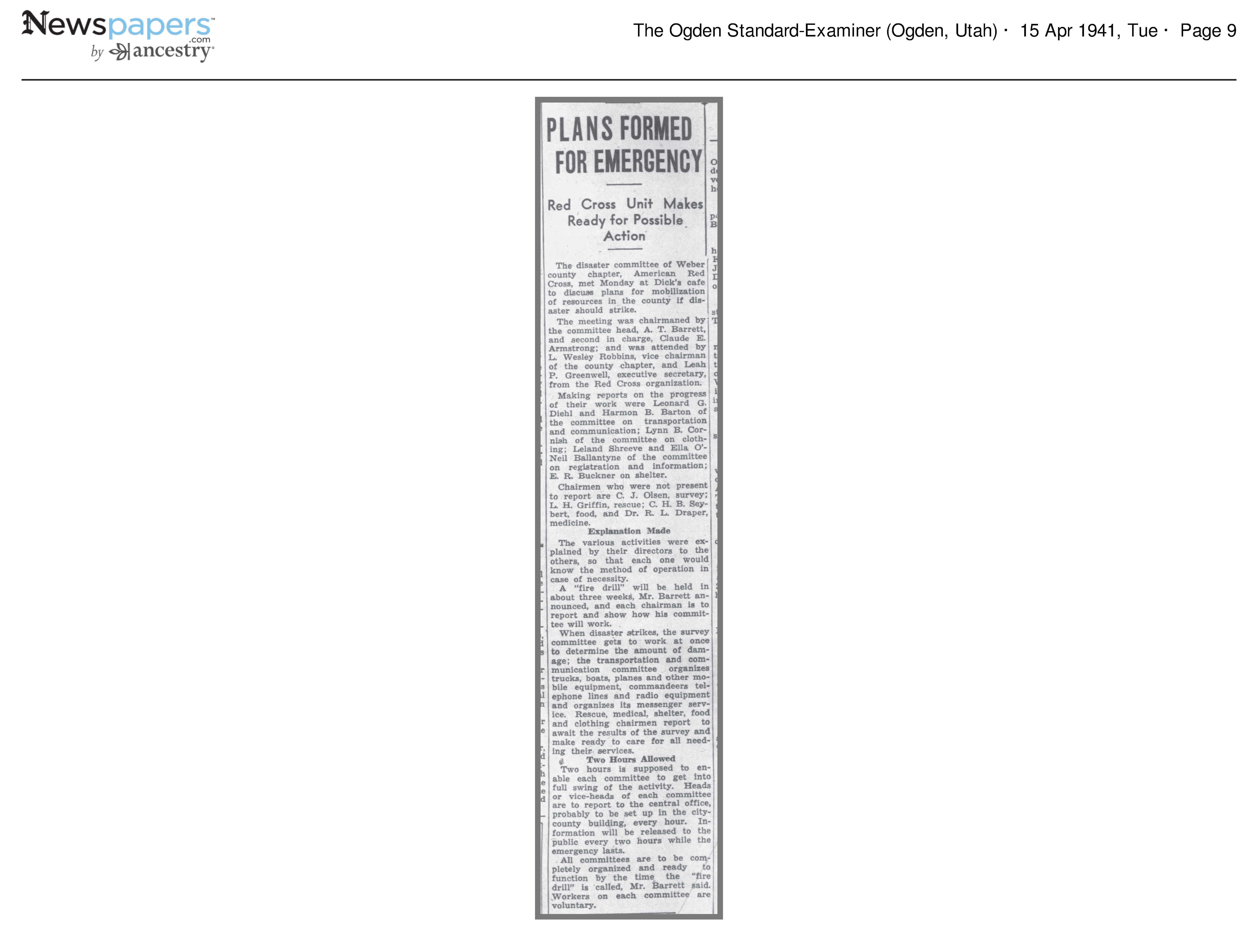 1941 Newspaper Clipping