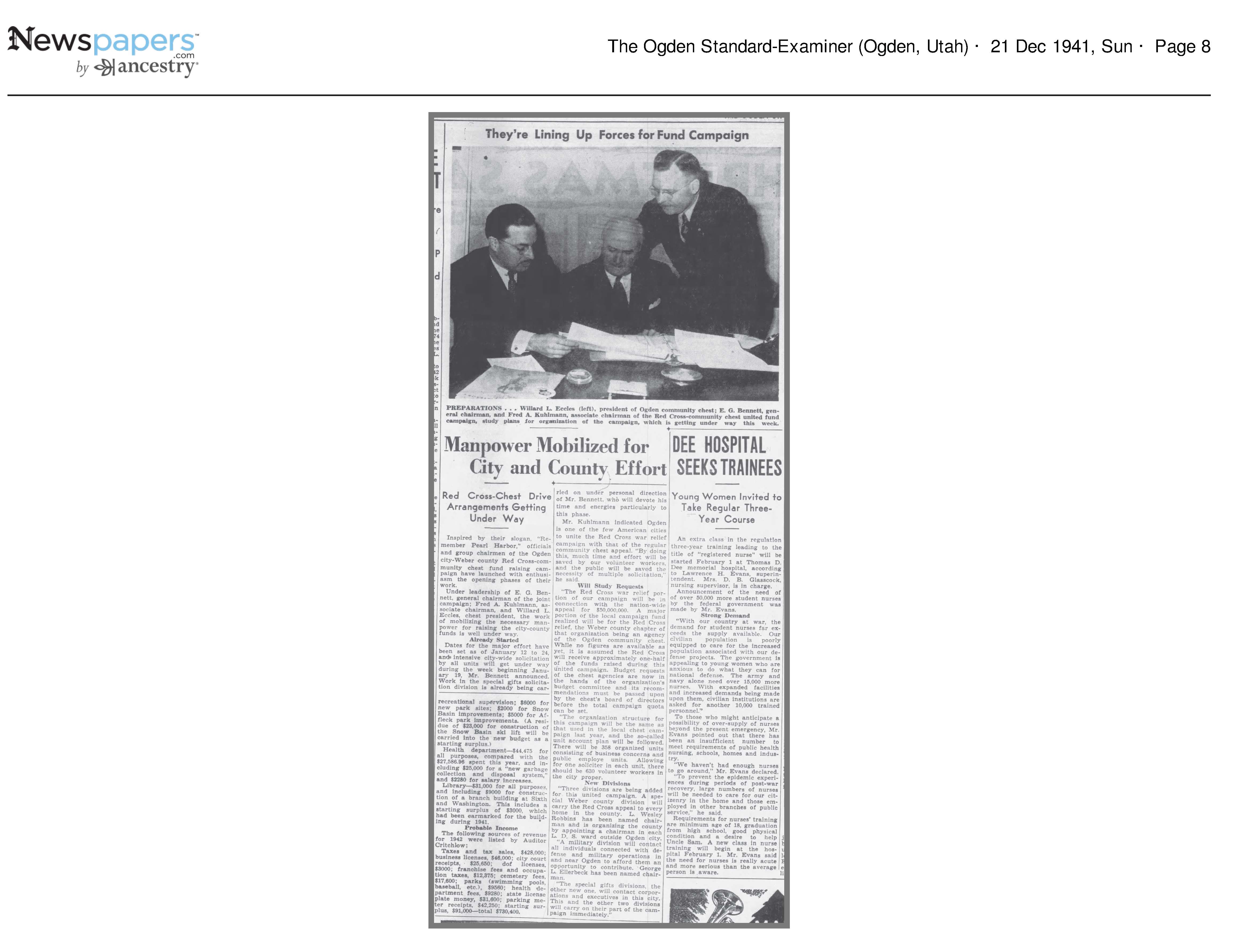 1941 Newspaper Clipping