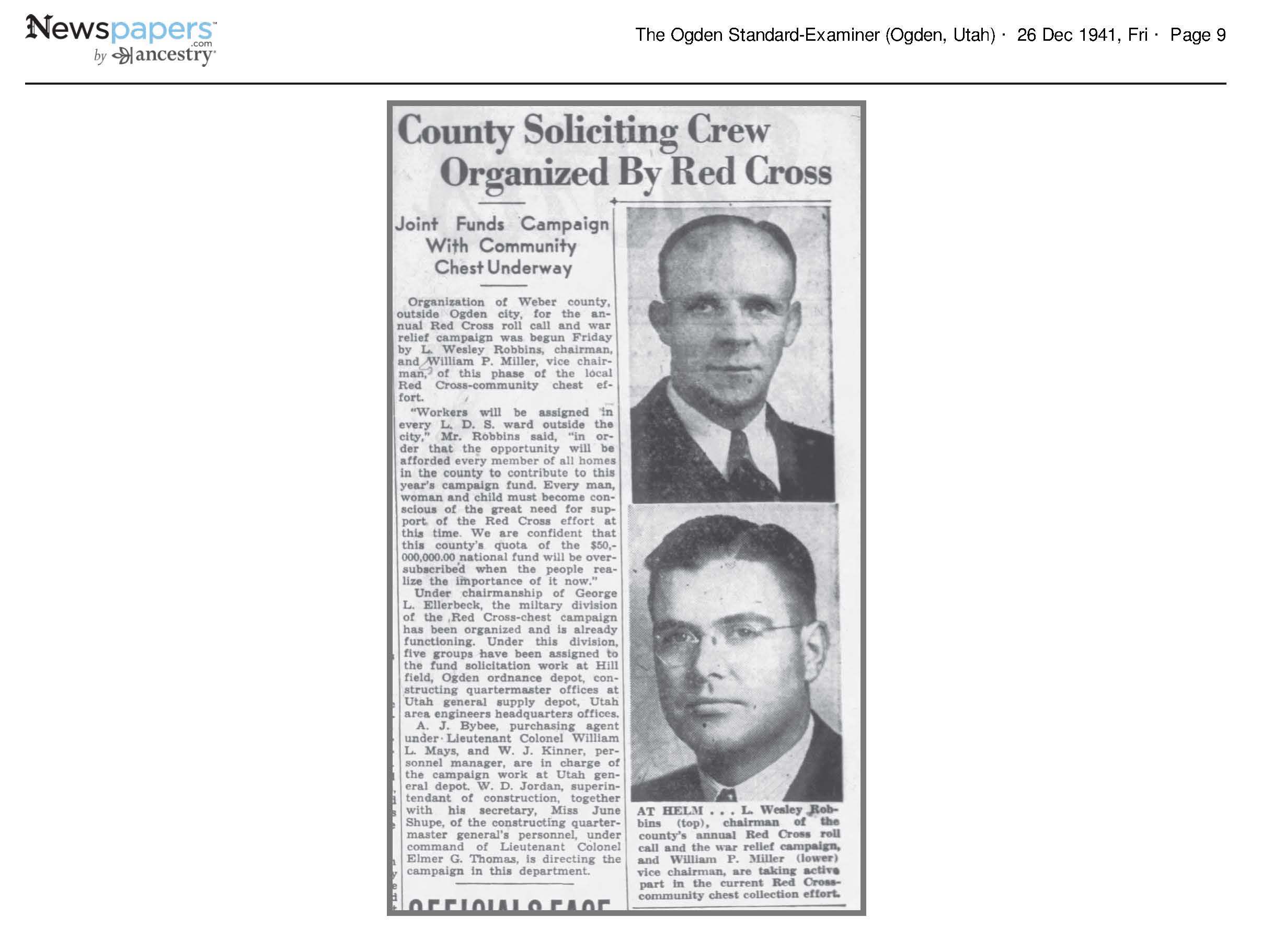 1941 Newspaper Clipping