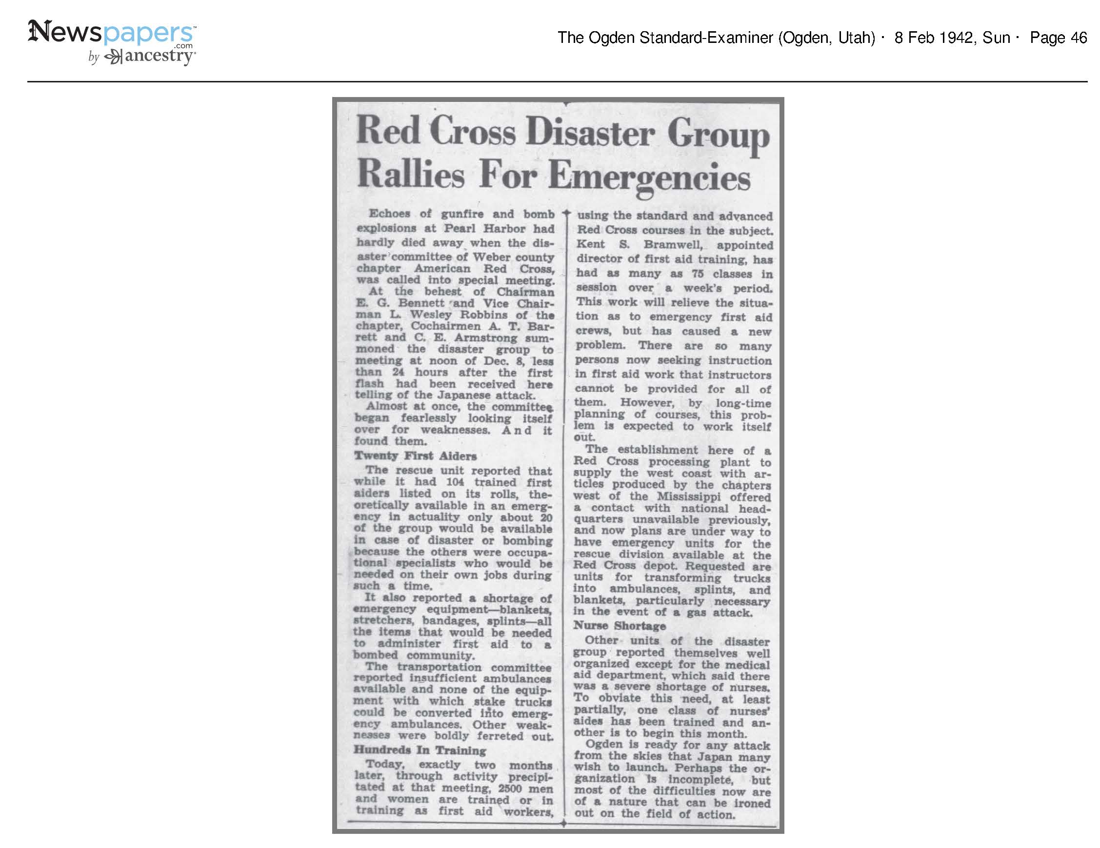 1942 Newspaper Clipping