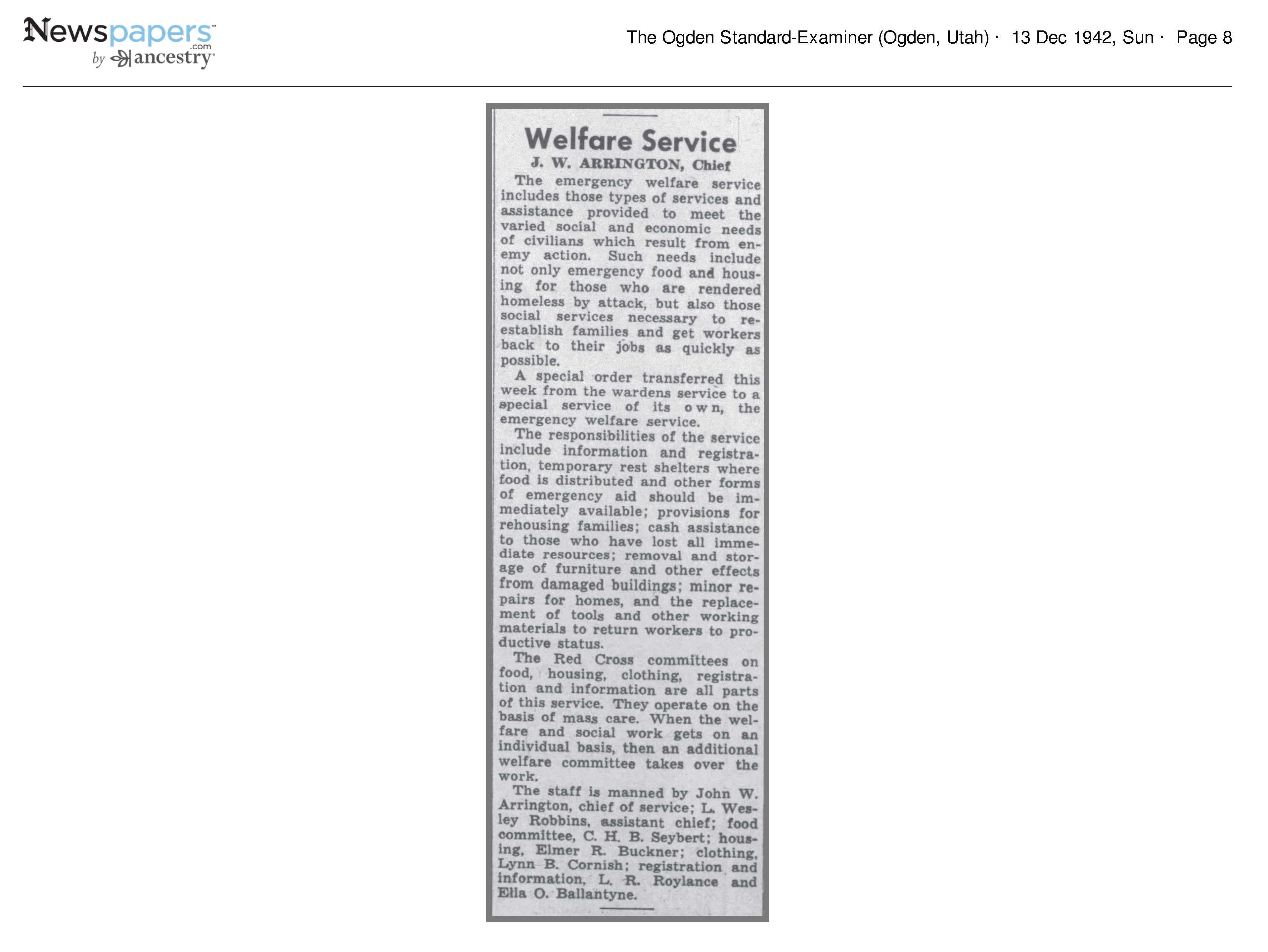 1942 Newspaper Clipping