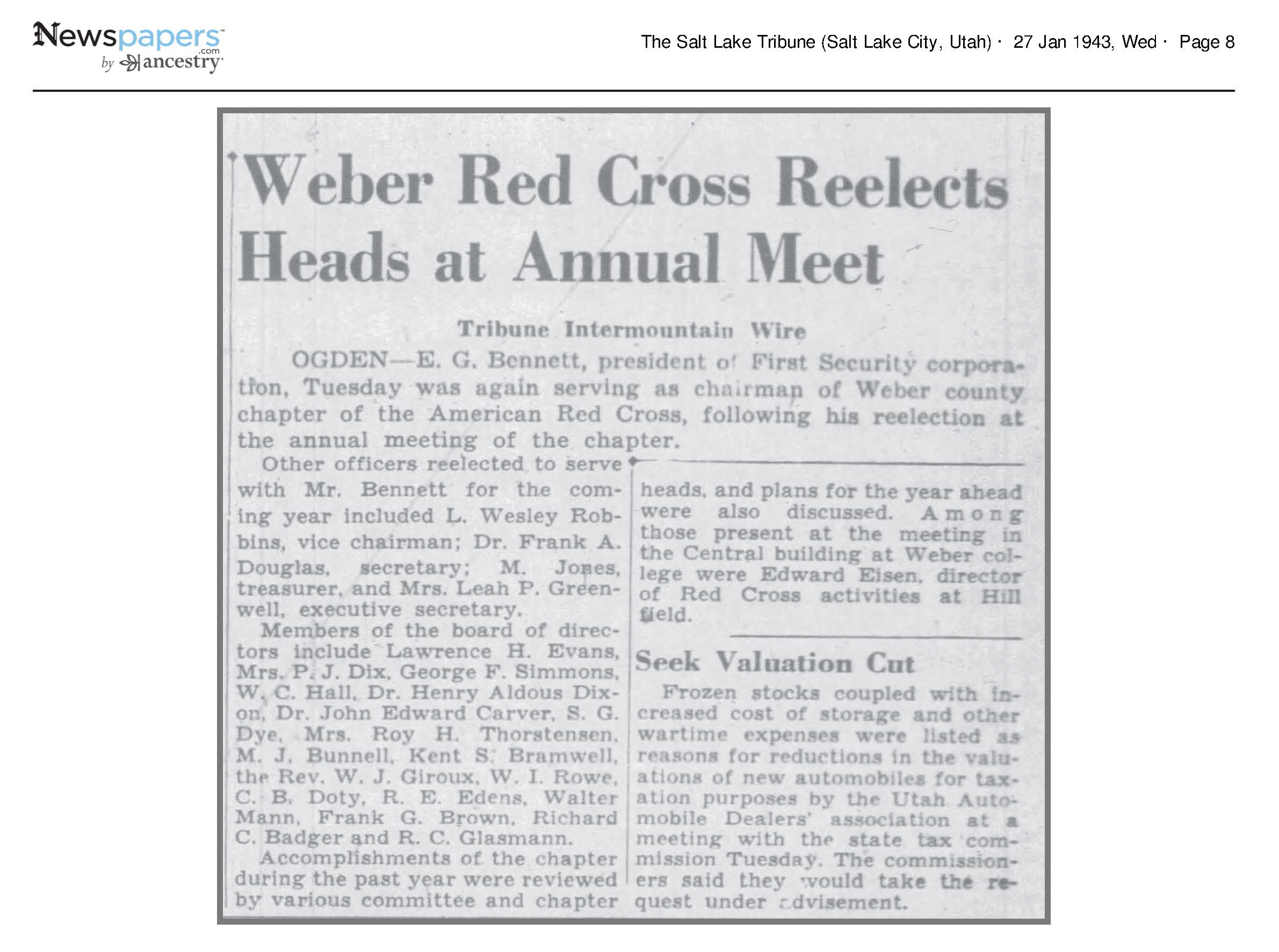 1943 Newspaper Clipping