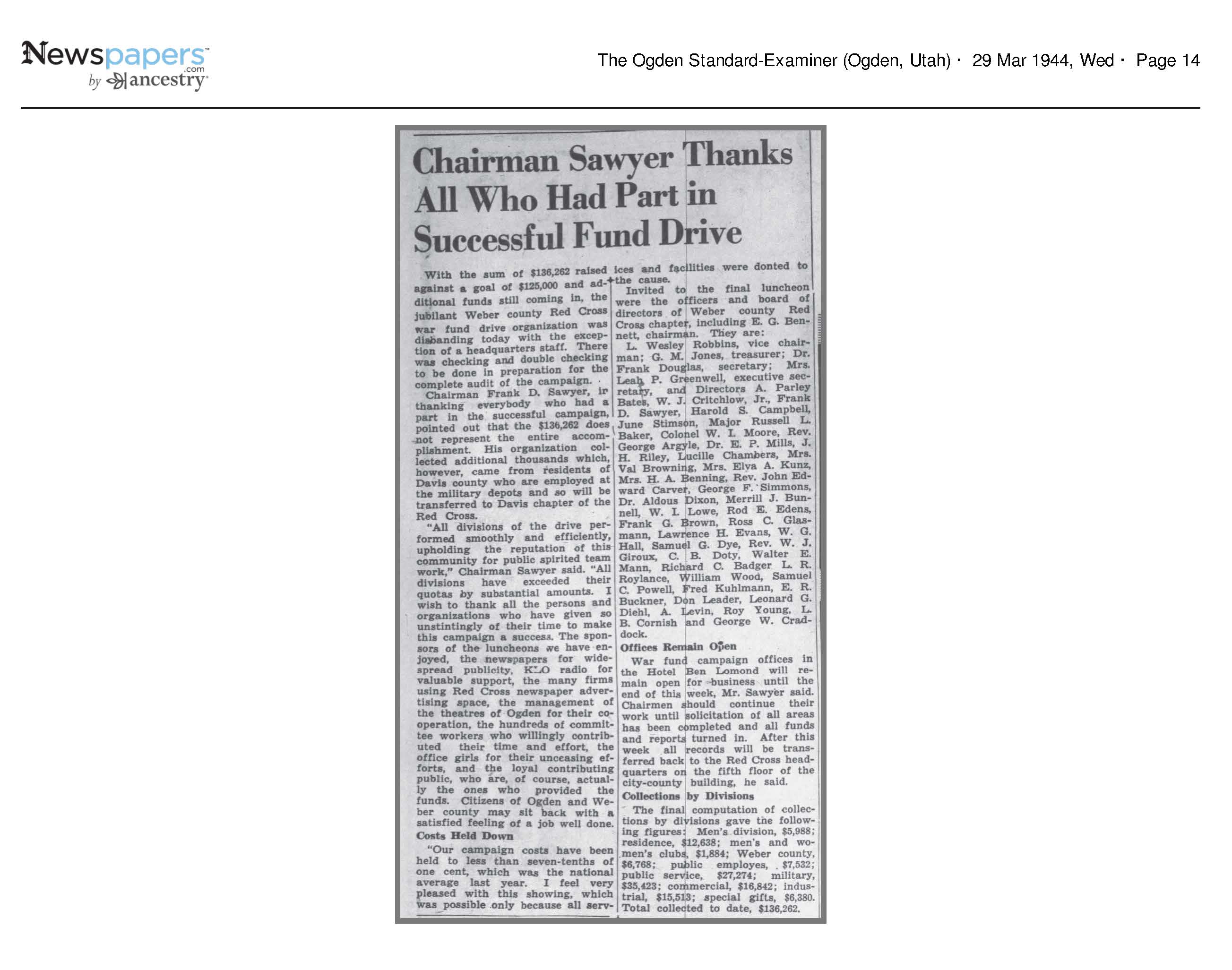 1944 Newspaper Clipping