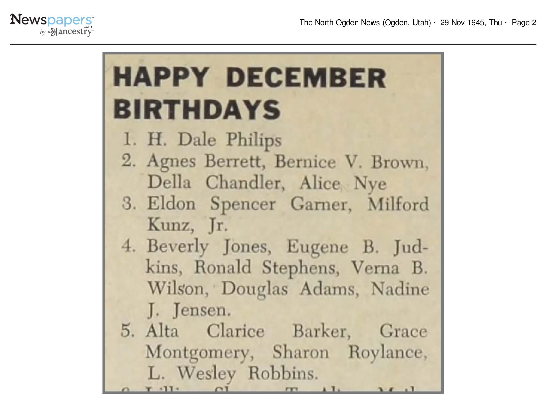 1942 Newspaper Clipping