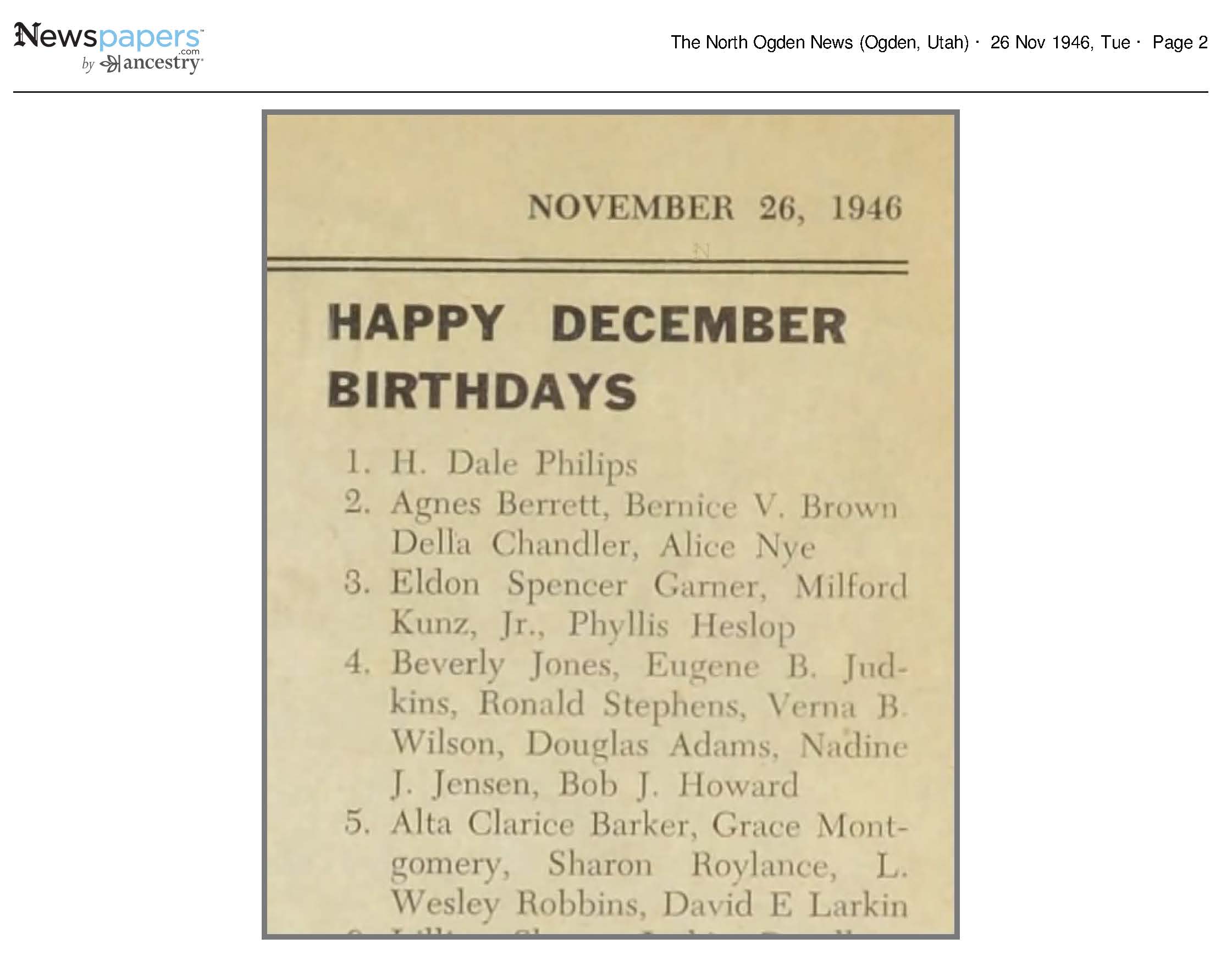 1942 Newspaper Clipping