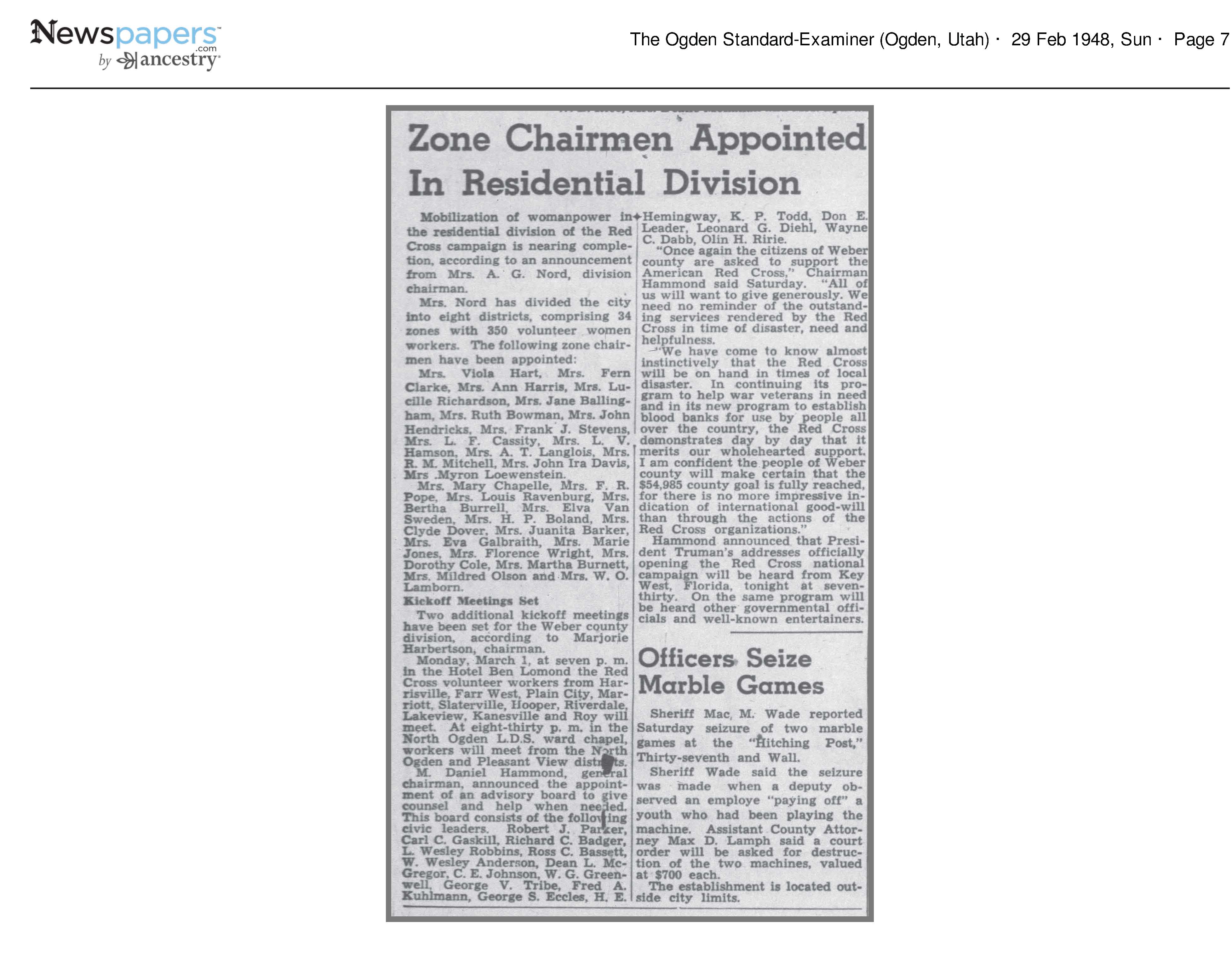 1942 Newspaper Clipping