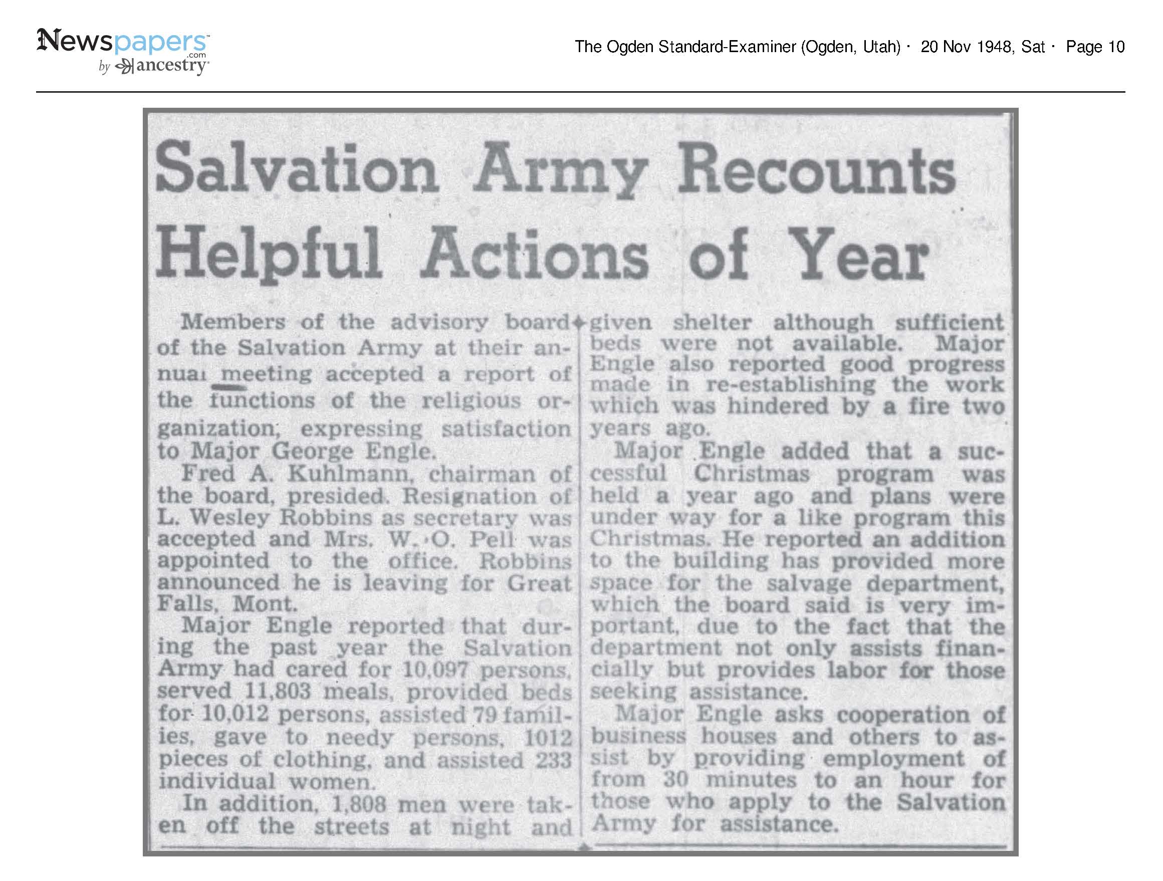 1942 Newspaper Clipping