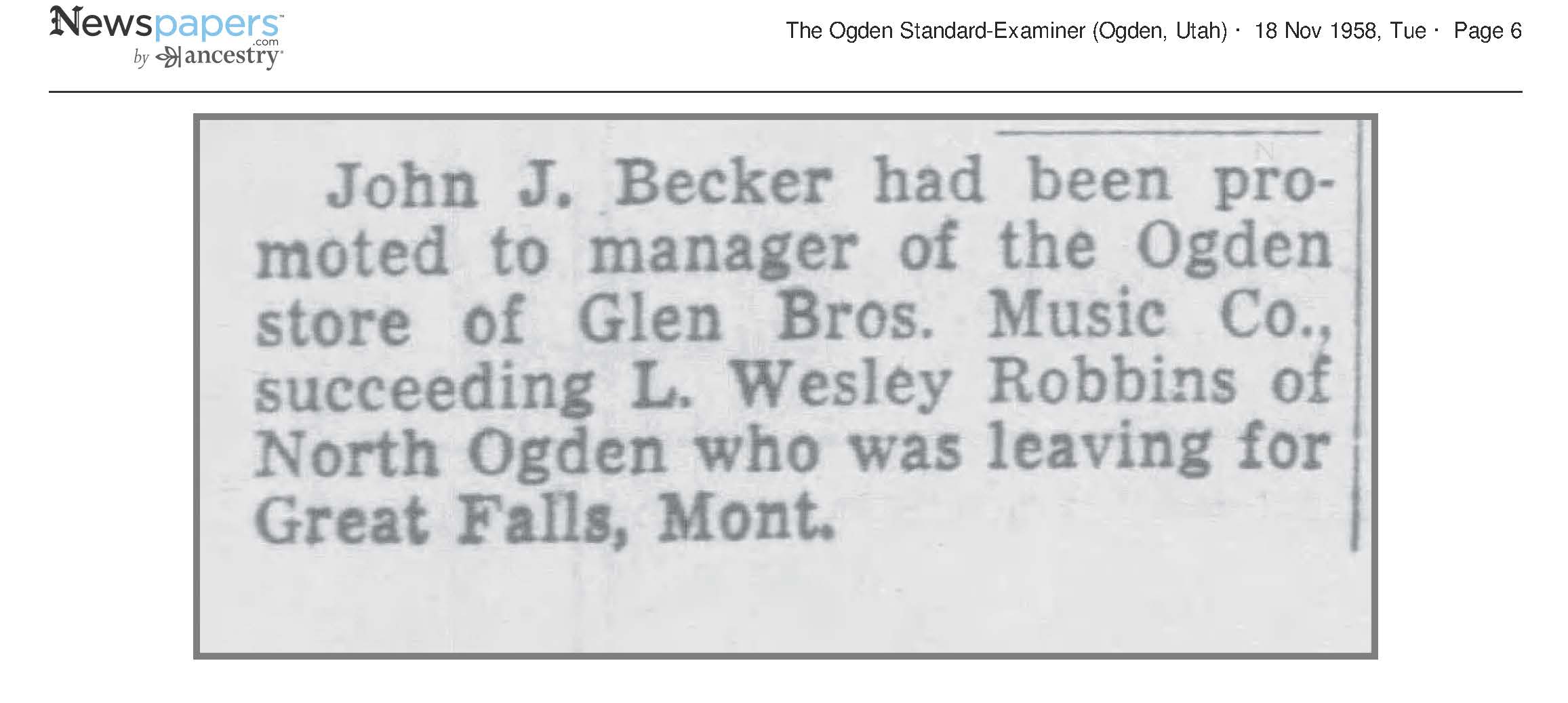 1942 Newspaper Clipping