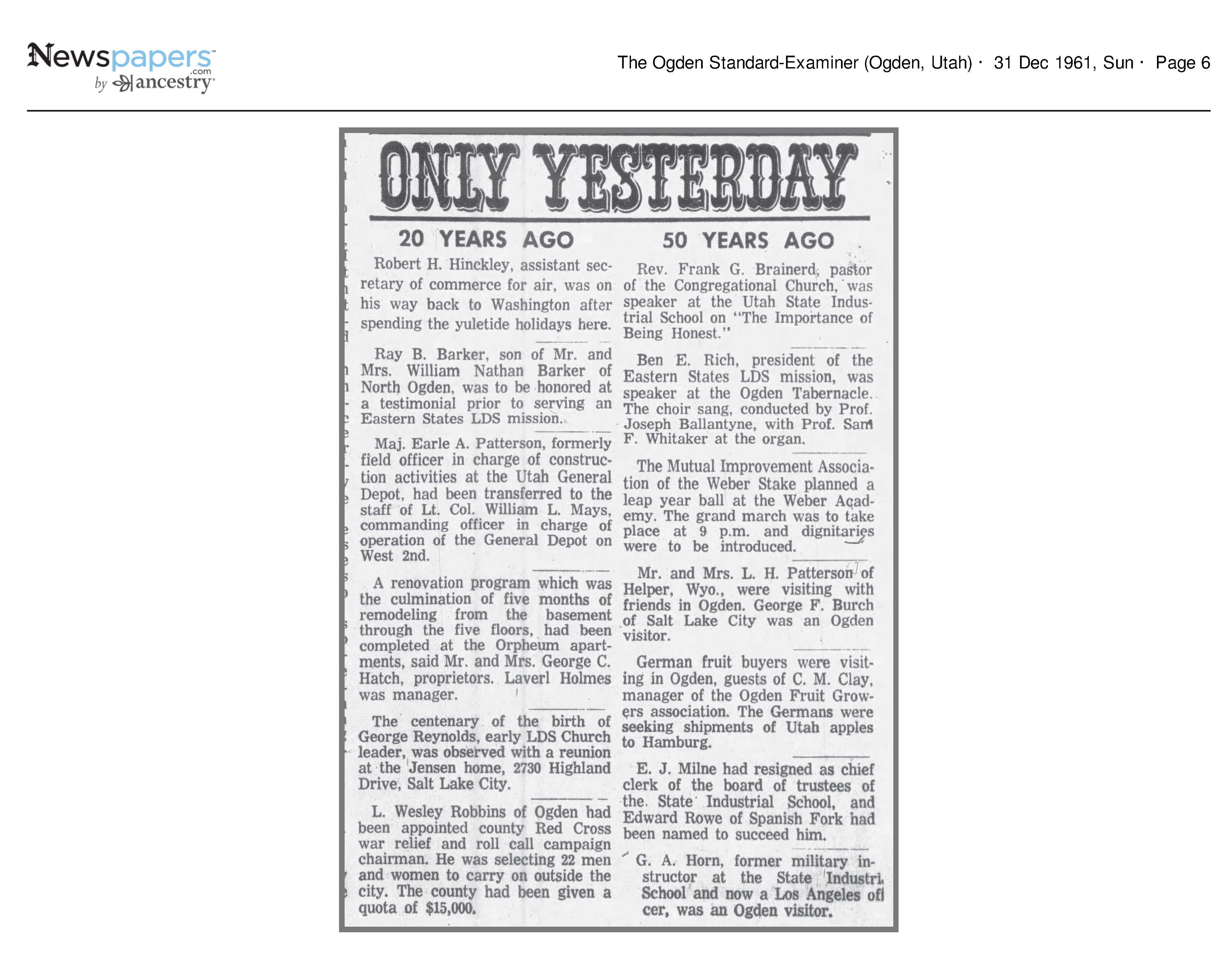 1942 Newspaper Clipping