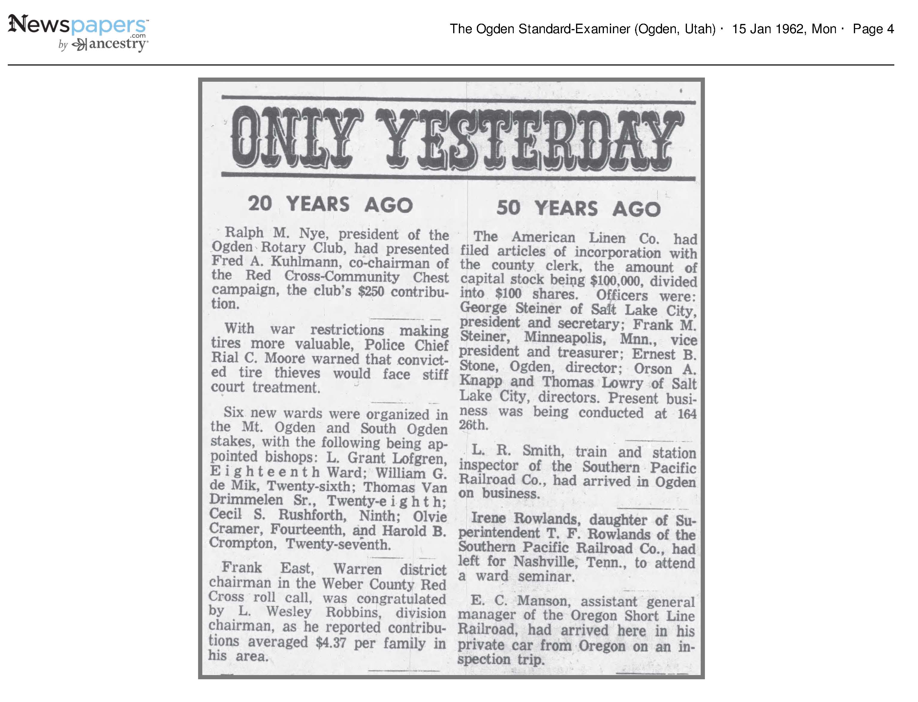 1942 Newspaper Clipping