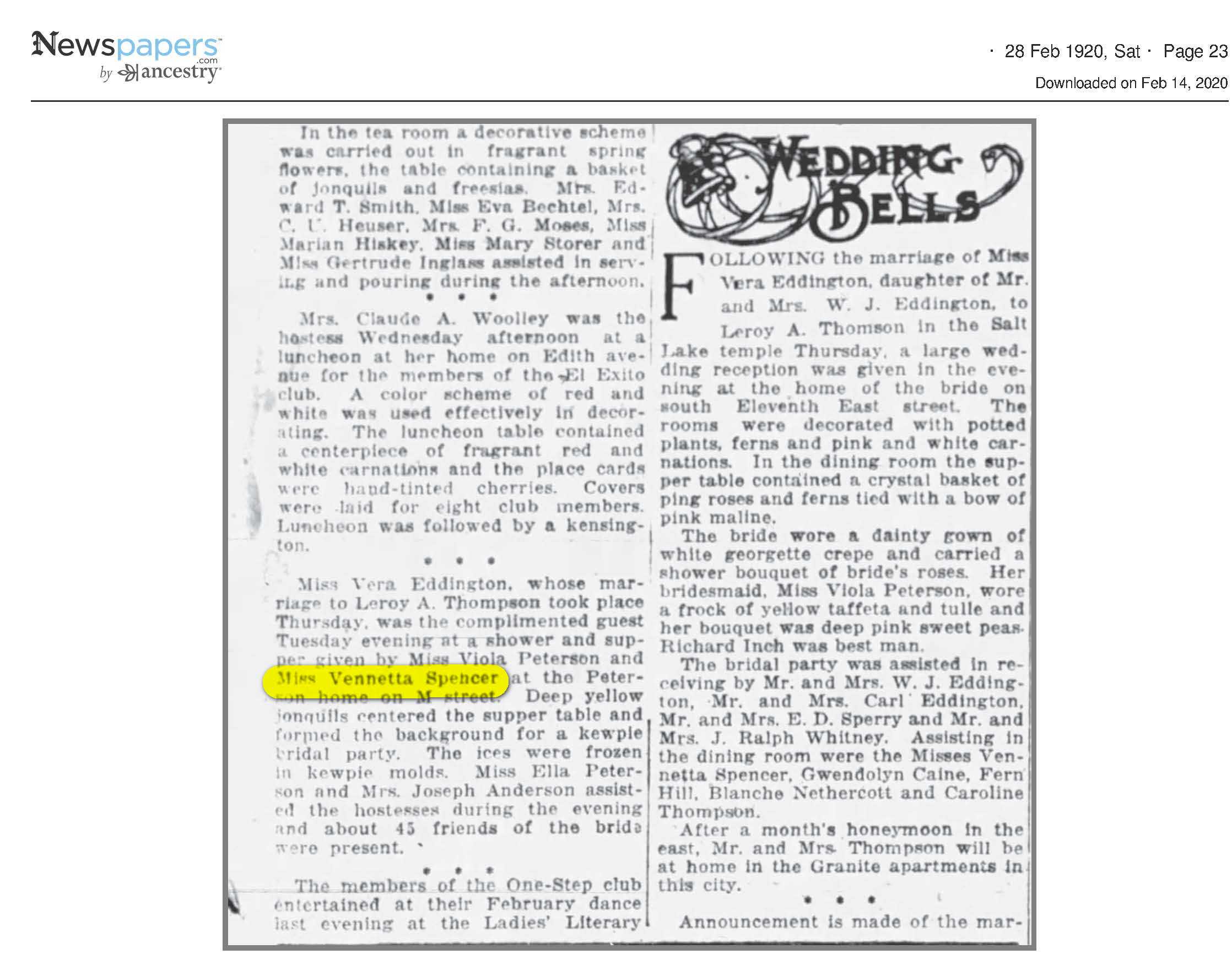 Wedding Reception Eddington / Thomson - Vennetta assisting