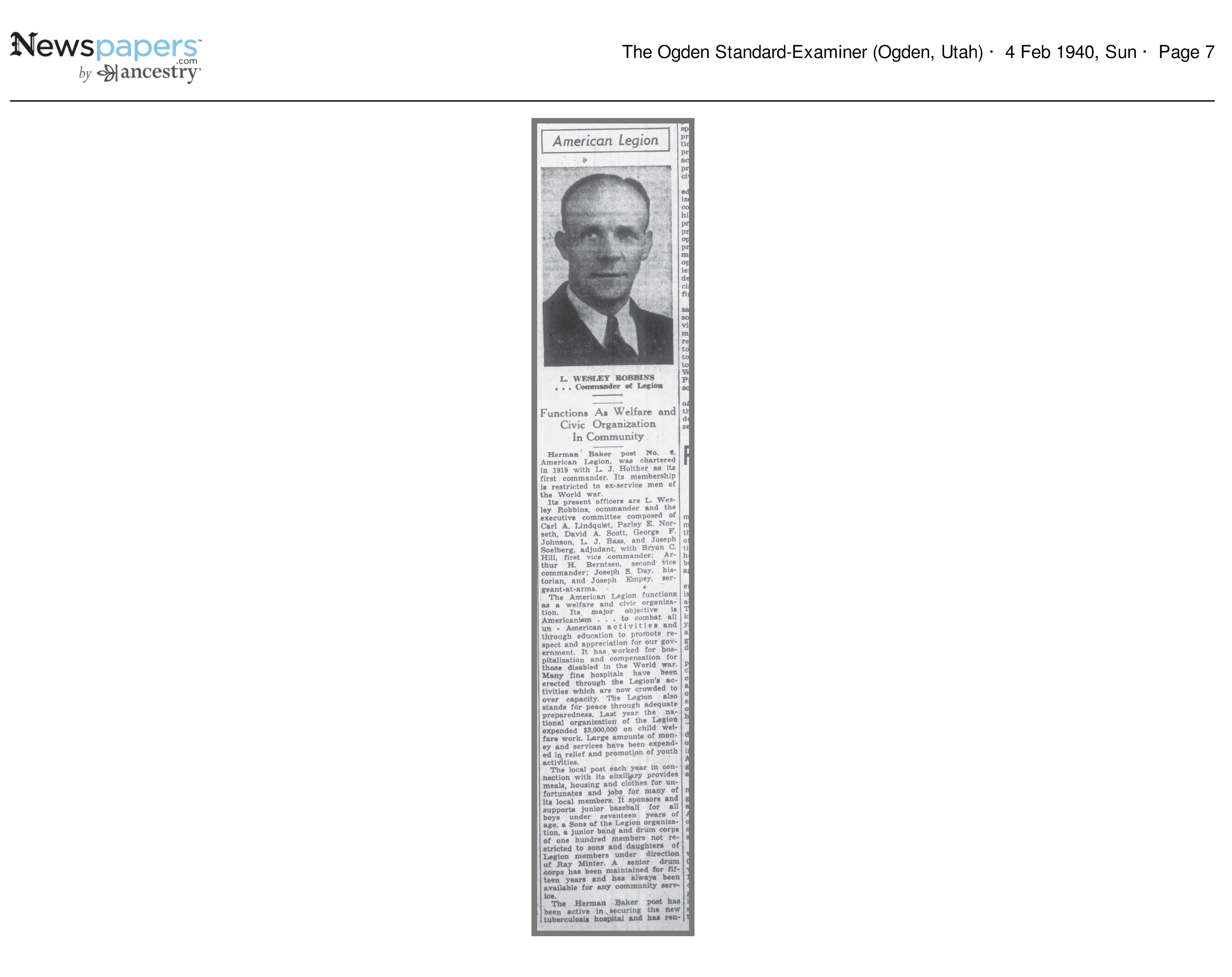 American Legion: Functions as Welfare and Civic Organization