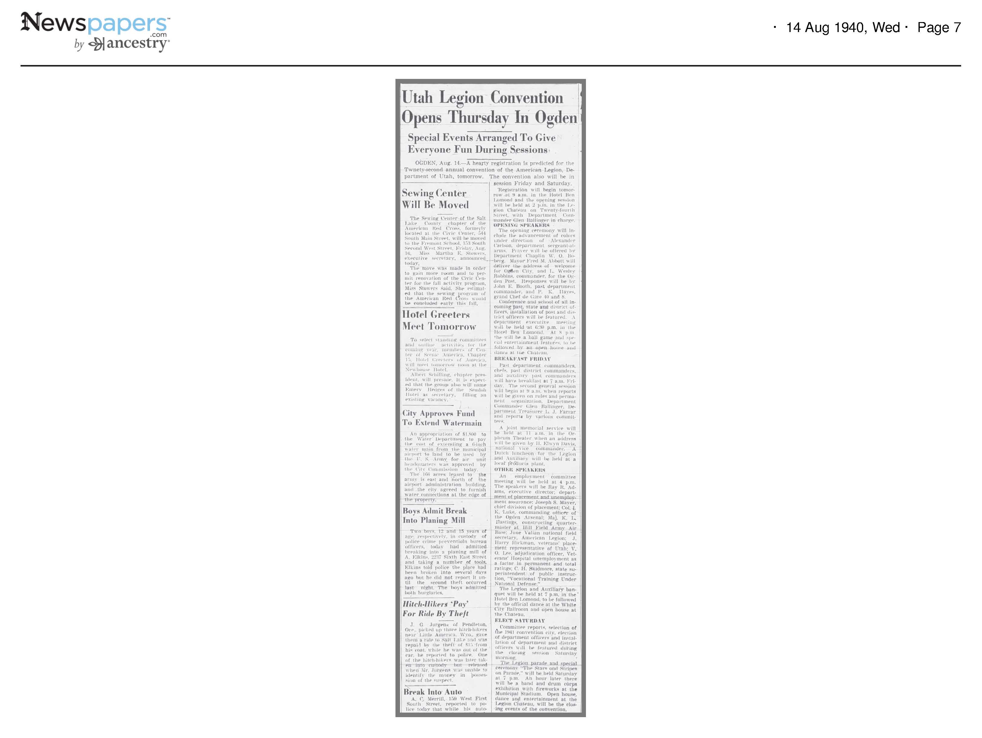 Utah Legion Convention Opens Thursday in Ogden