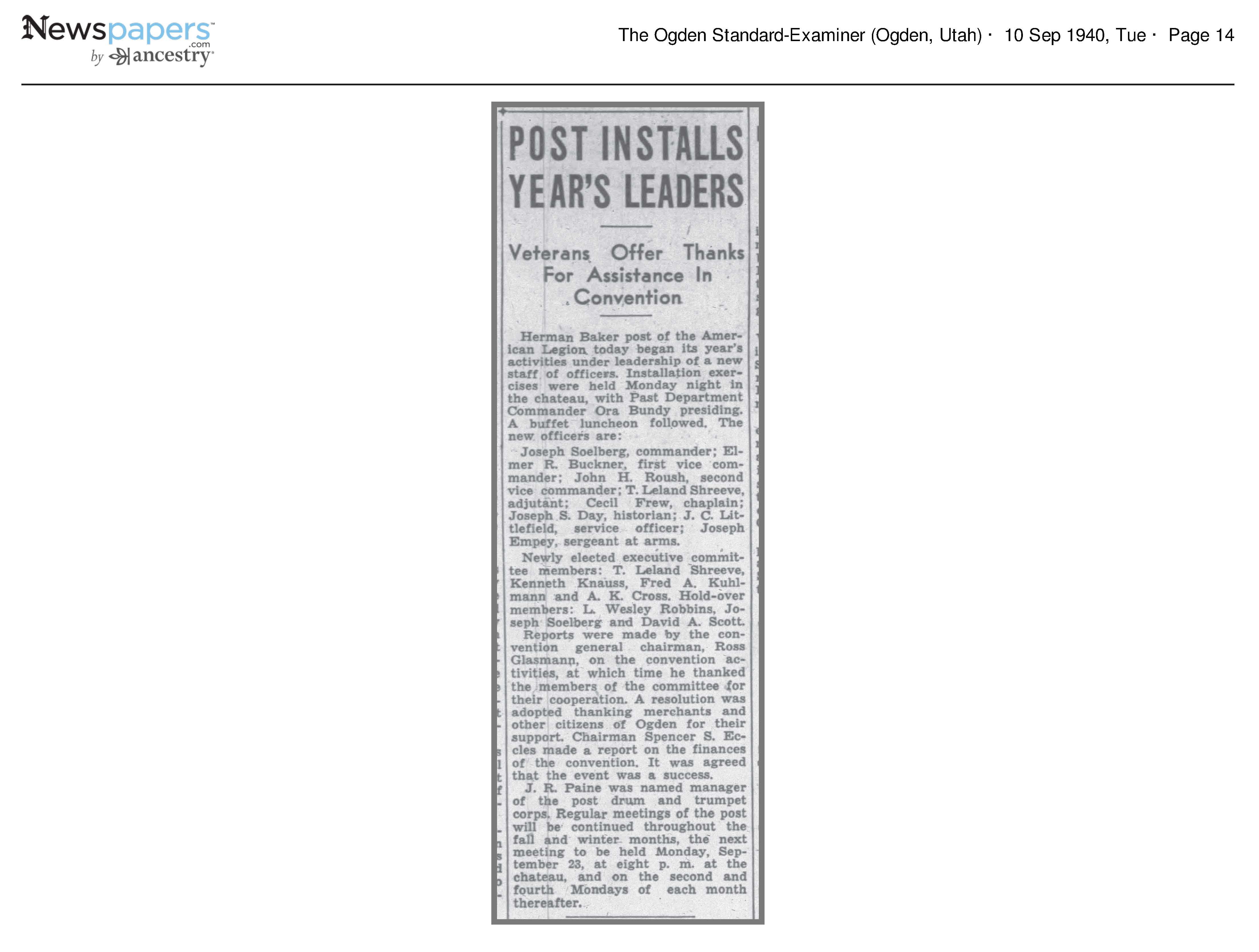 Post Installs Year's Leaders