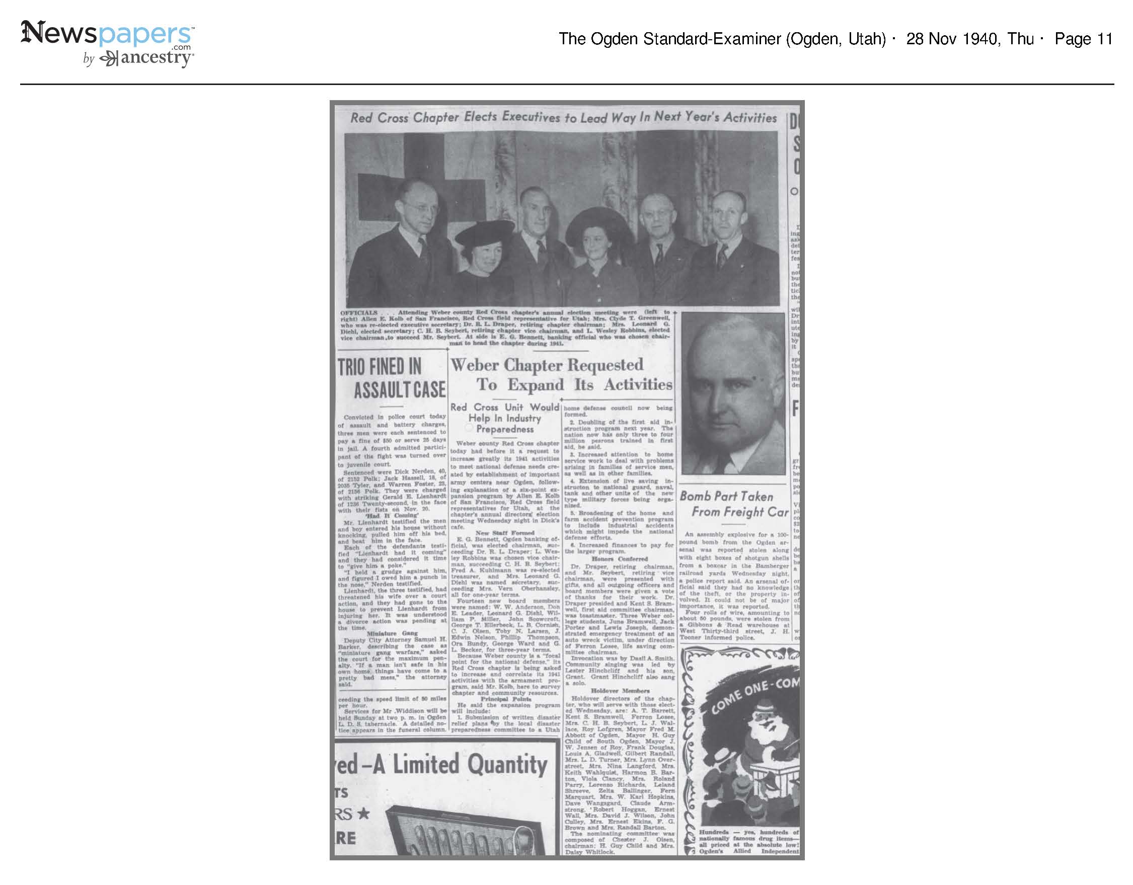 Photo Caption: Red Cross Chapter Elects Executives to Lead W