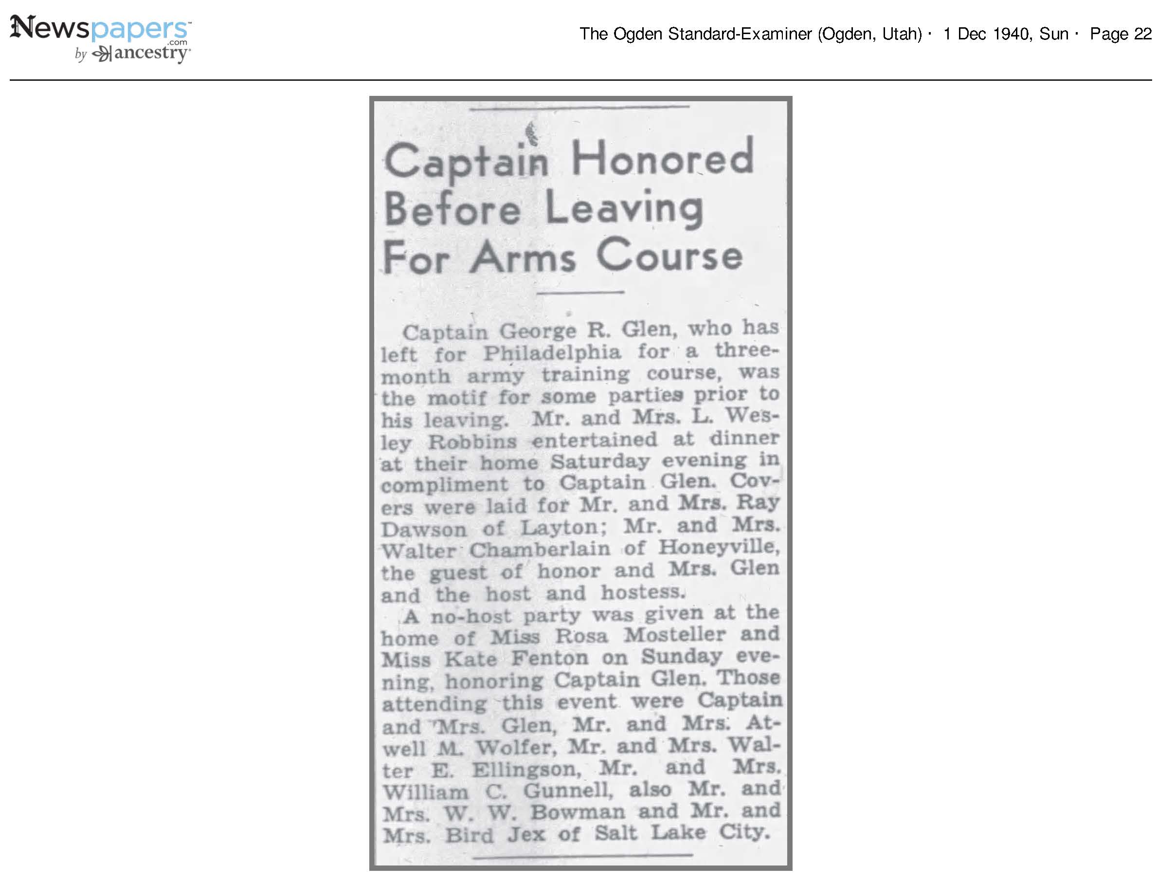 Captain Honored Before Leaving for Arms Course - Mr. and Mrs