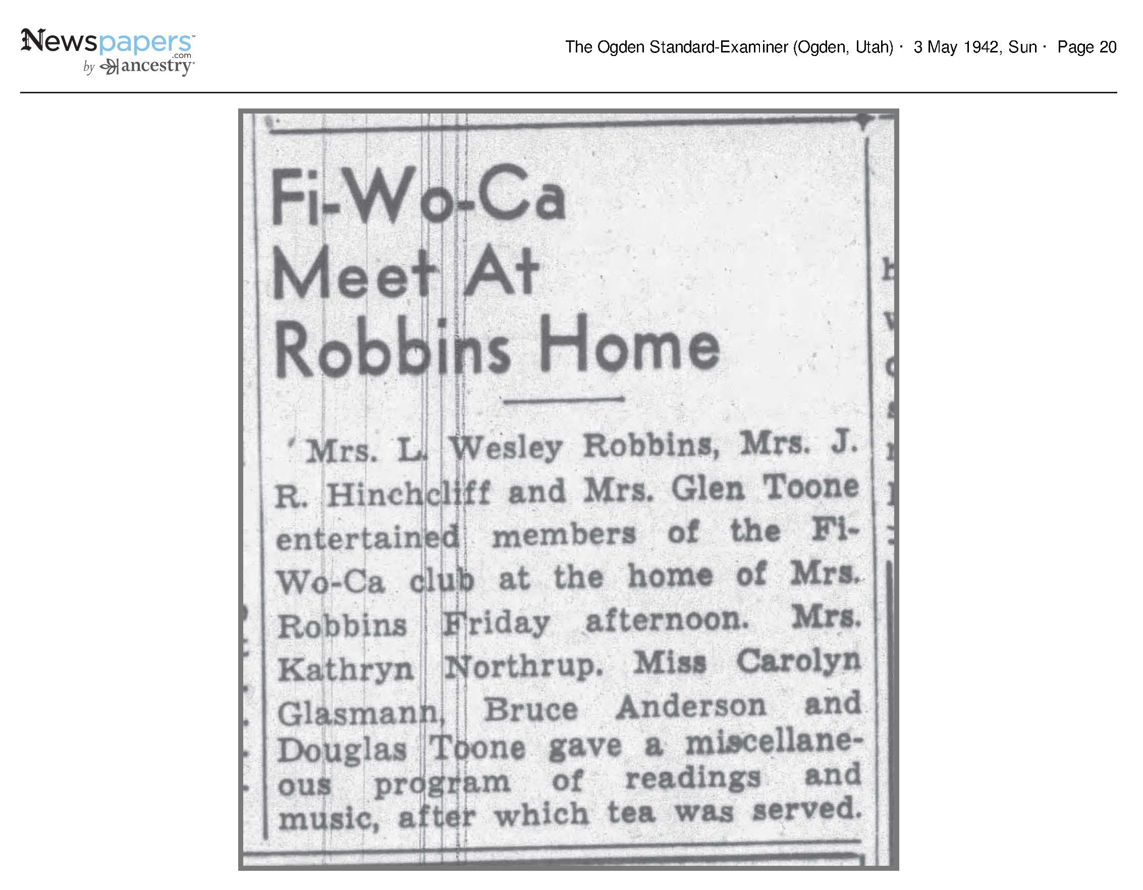 Fi-Wo-Ca Meet at Robbins Home