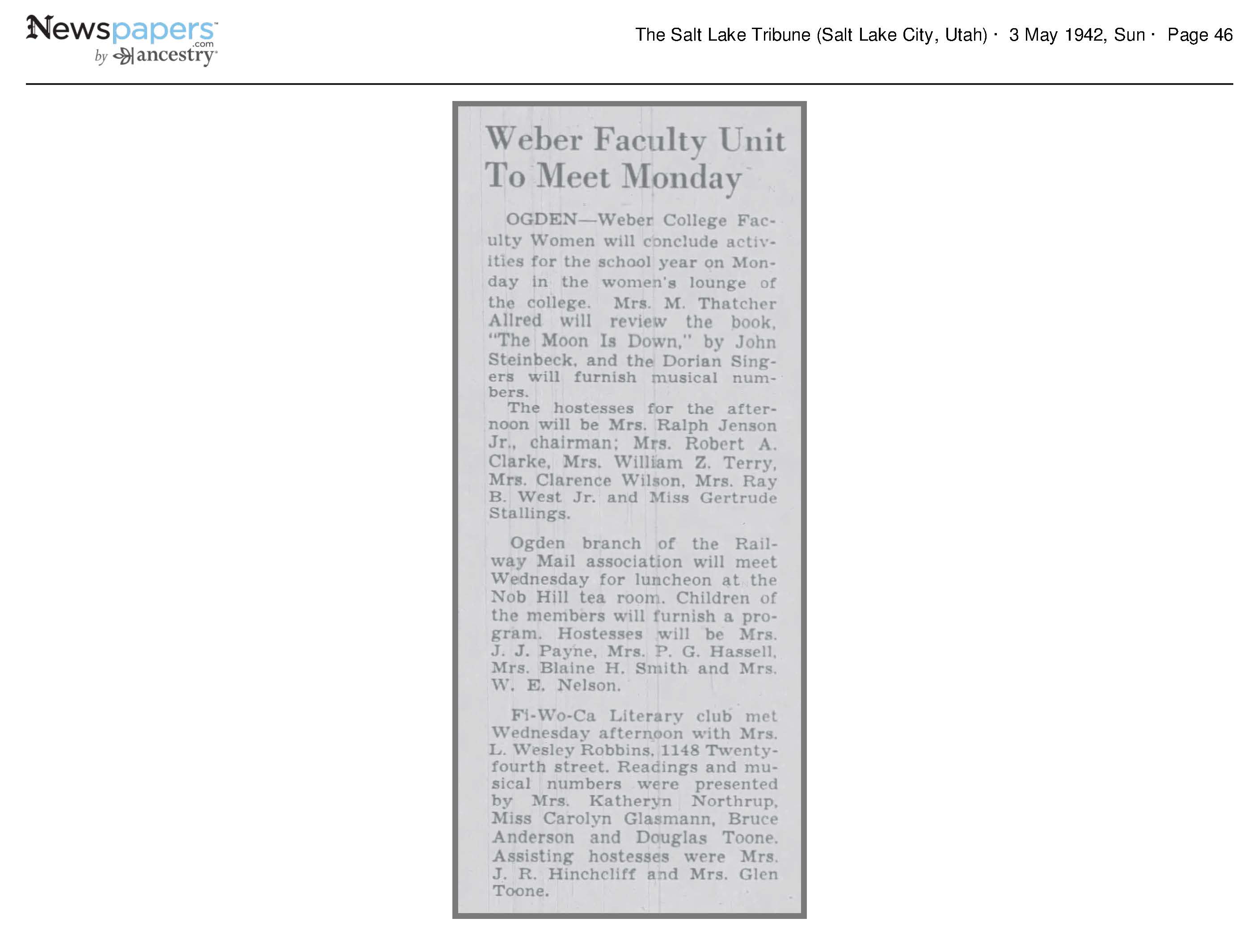 Fi-Wo-Ca Literary Club met