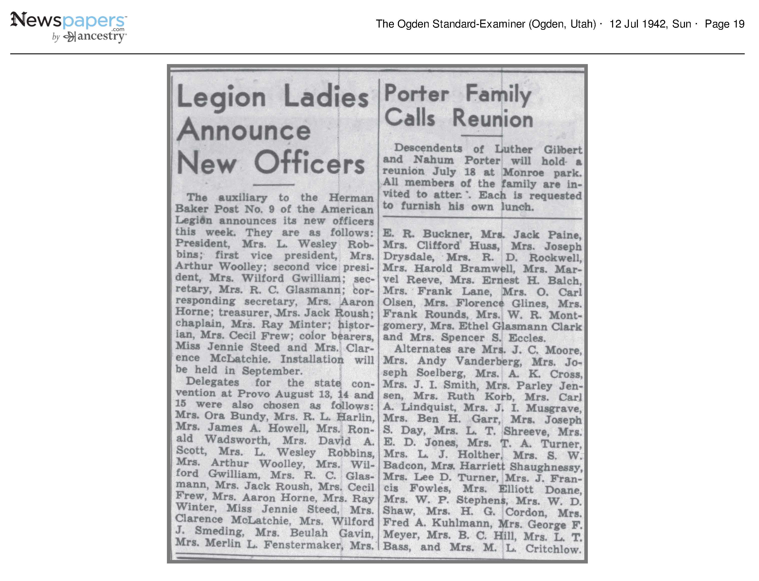 Legion Ladies Announce New Officers