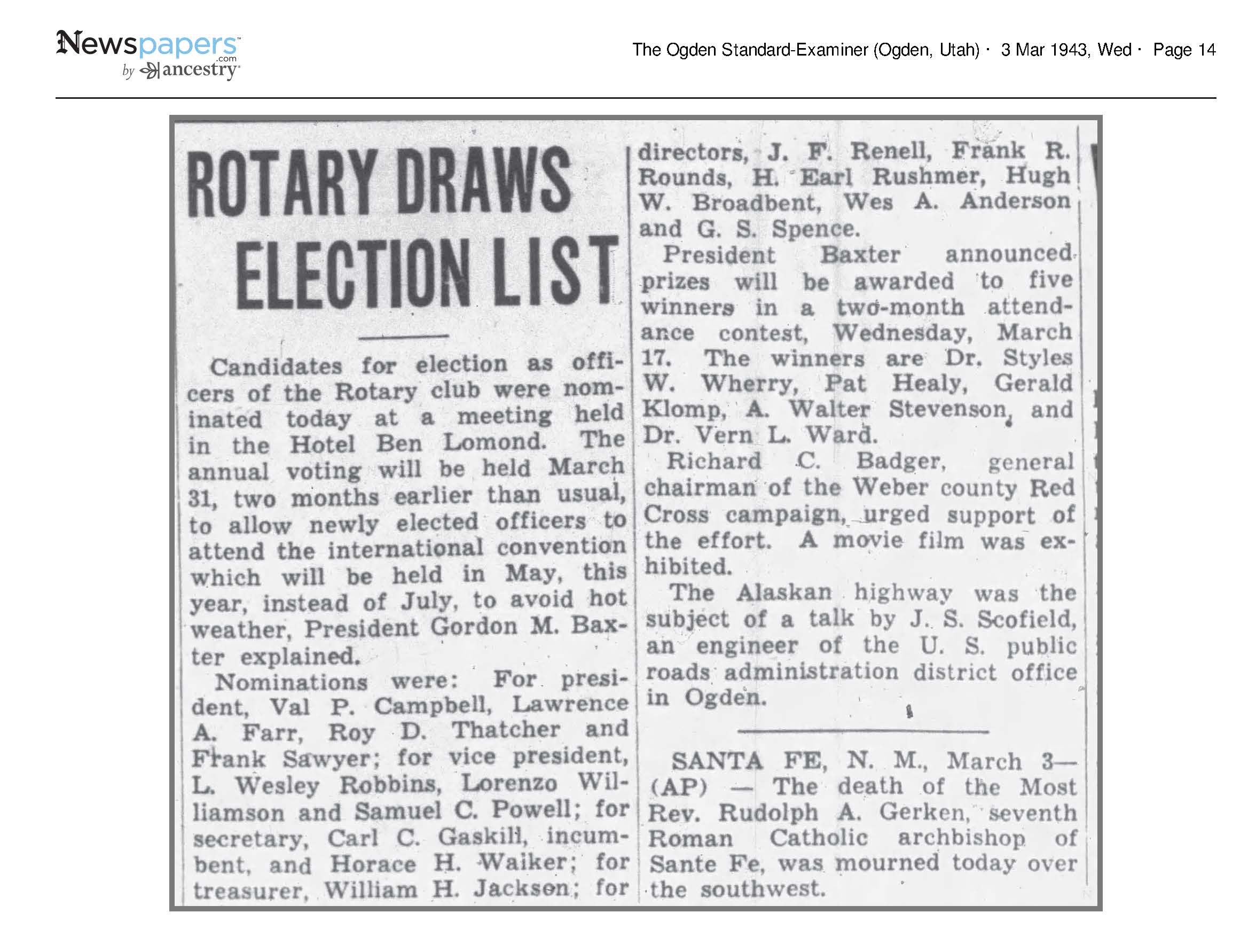 Rotary Draws Election List