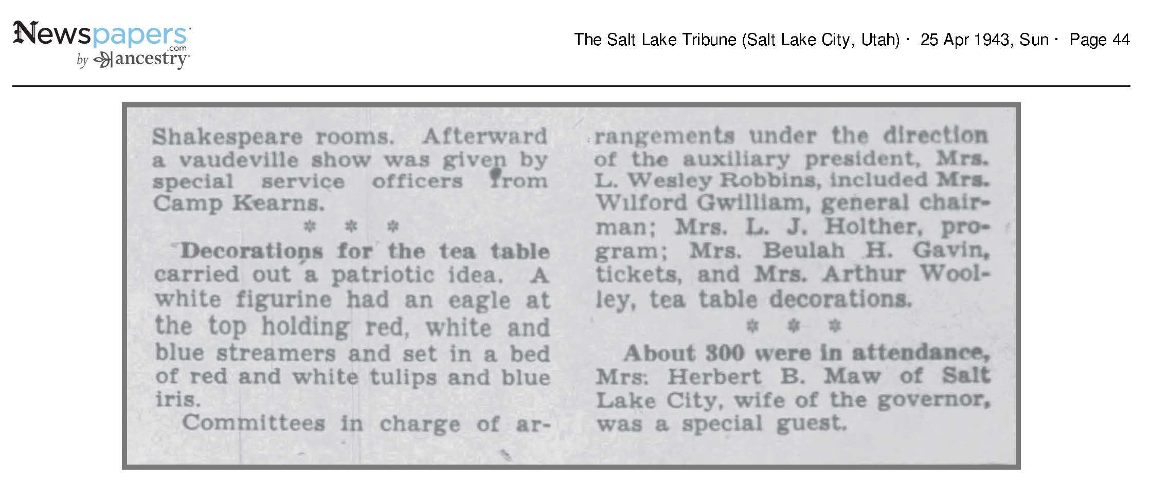 Decorations for the Tea Table