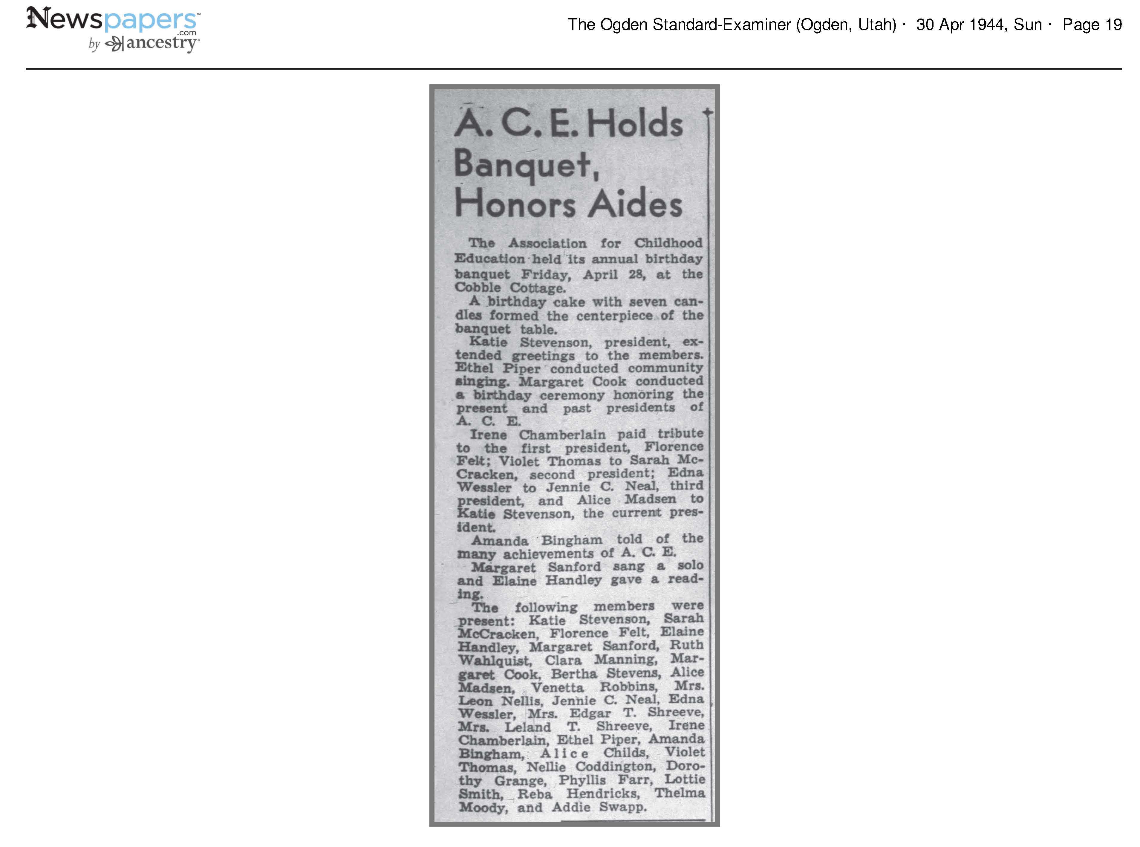 A.C.E Holds Banquet, Honors Aides